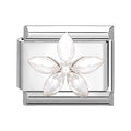 Eslabón con flor de circonitas blancas