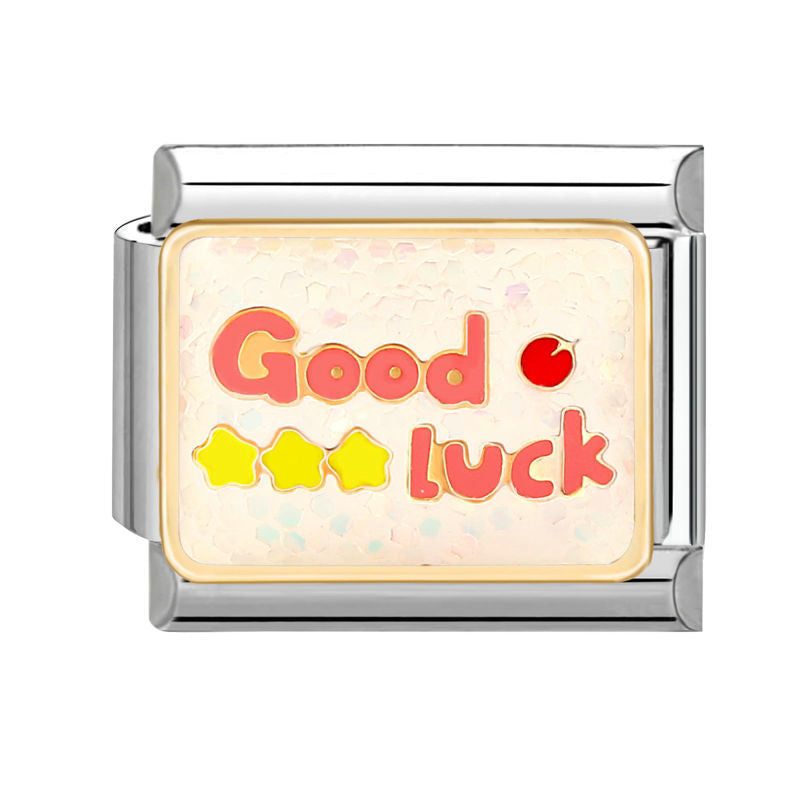 Frase "good luck" con estrellas