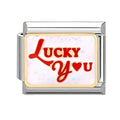 Frase "lucky you" con corazón