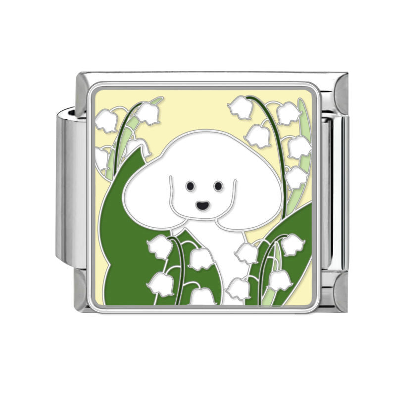 Perrito entre flores