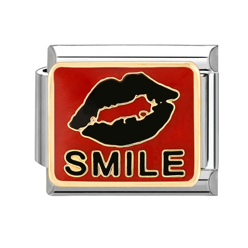 Frase "smile" con labios
