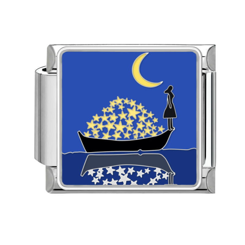 Luna y estrellas en barca