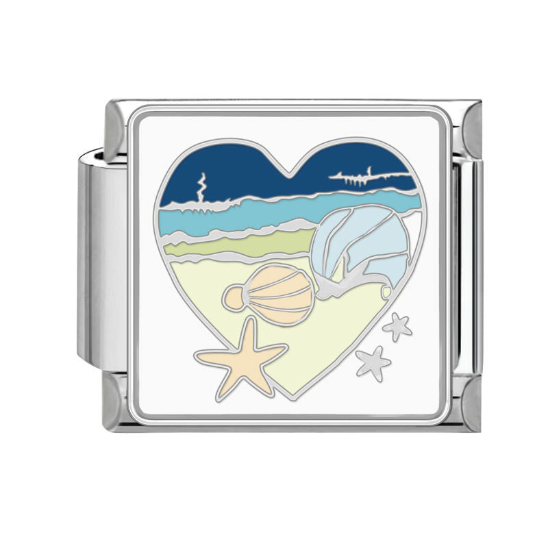 Corazón de playa con estrella de mar