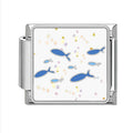 Peces azules con confeti
