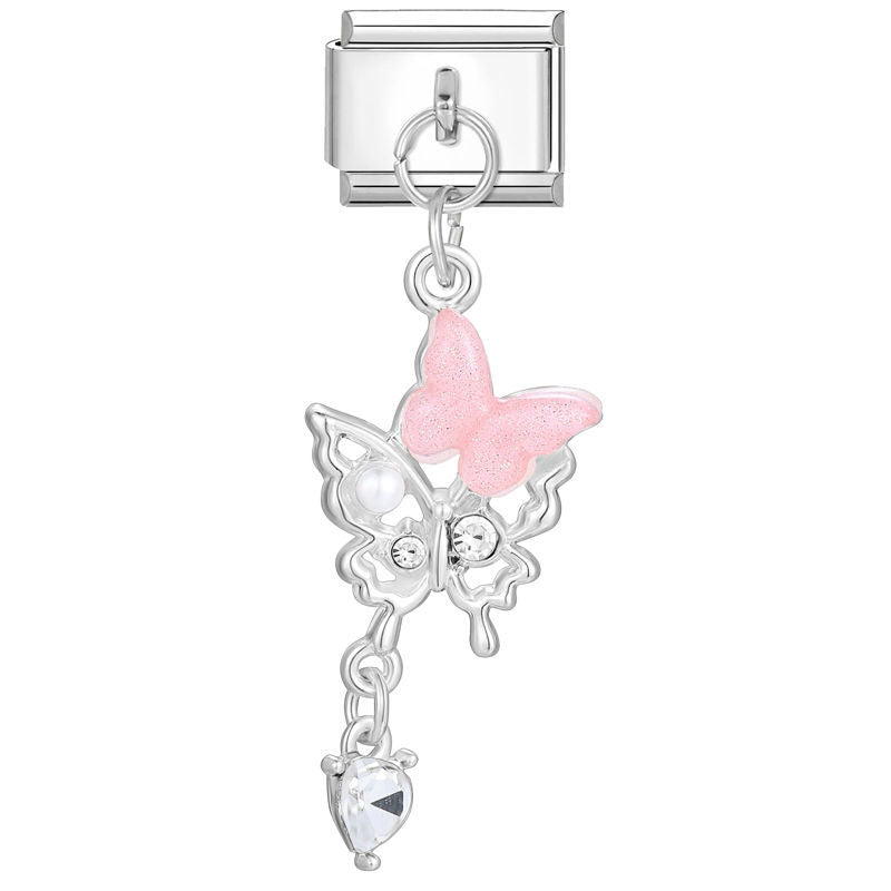 Mariposa rosa con circonita