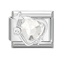 Eslabón con corazón transparente y anillo orbital
