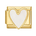 Eslabón dorado con corazón blanco