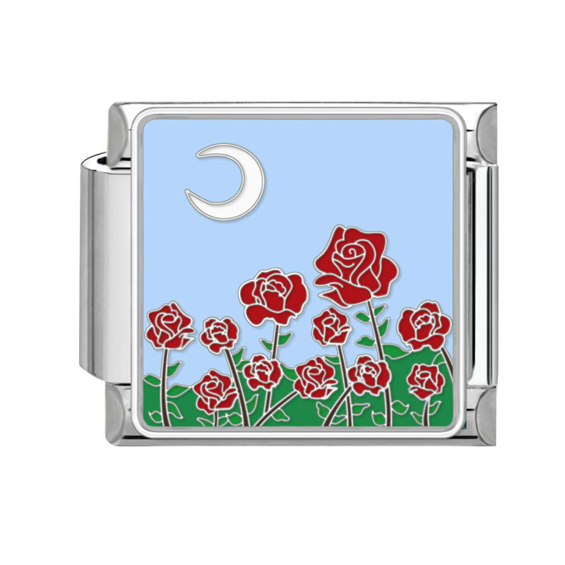 Rosas rojas con luna