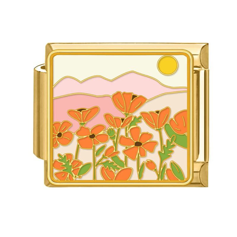 Campo de flores naranjas
