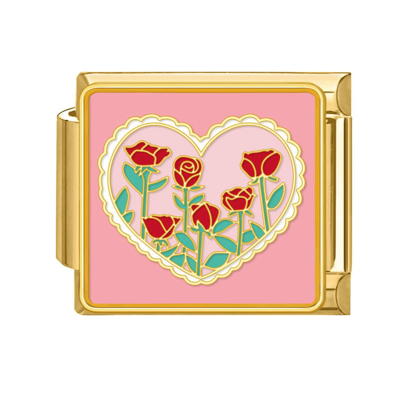 Corazón con rosas rojas