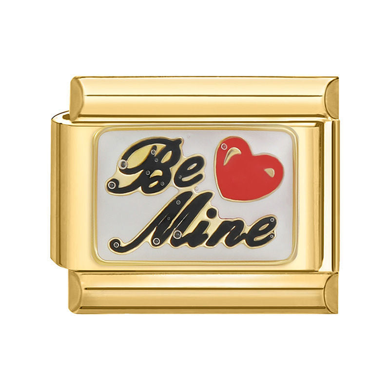 Frase "be mine" con corazón