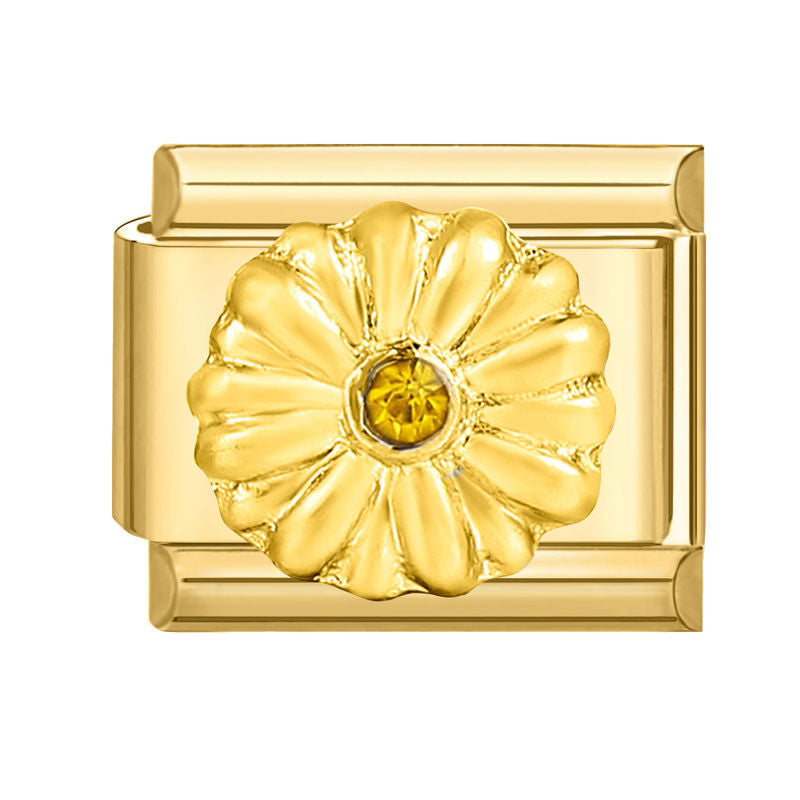 Flor dorada con circonita amarilla
