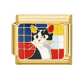 Gato con estampado geométrico multicolor