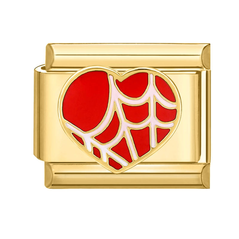 Corazón rojo con telaraña