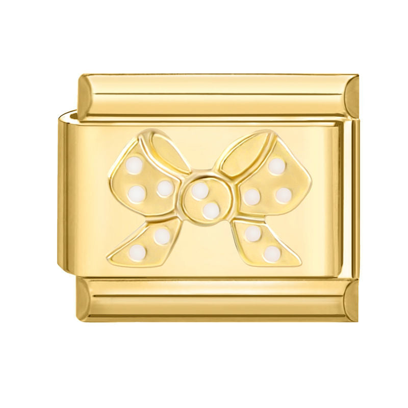 Lazo dorado con lunares blancos