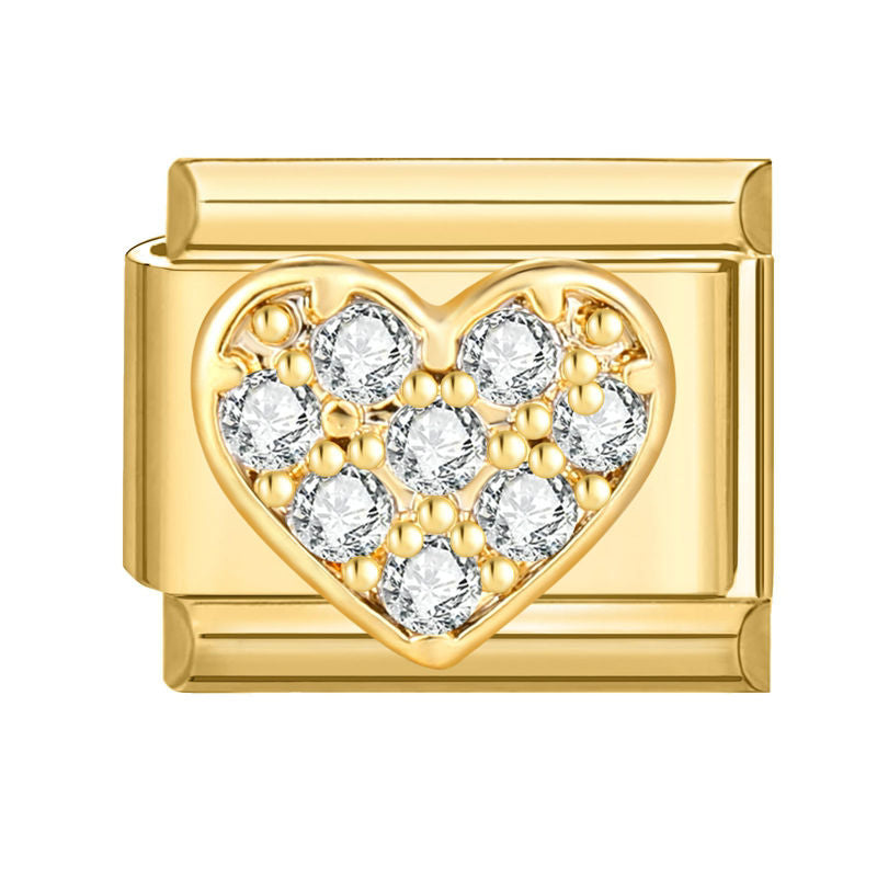 Corazón dorado con circonitas