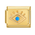 Ojo dorado con piedra azul