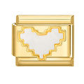 Corazón dorado con esmalte blanco