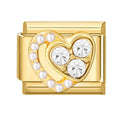 Corazón mitad perlas mitad circonitas