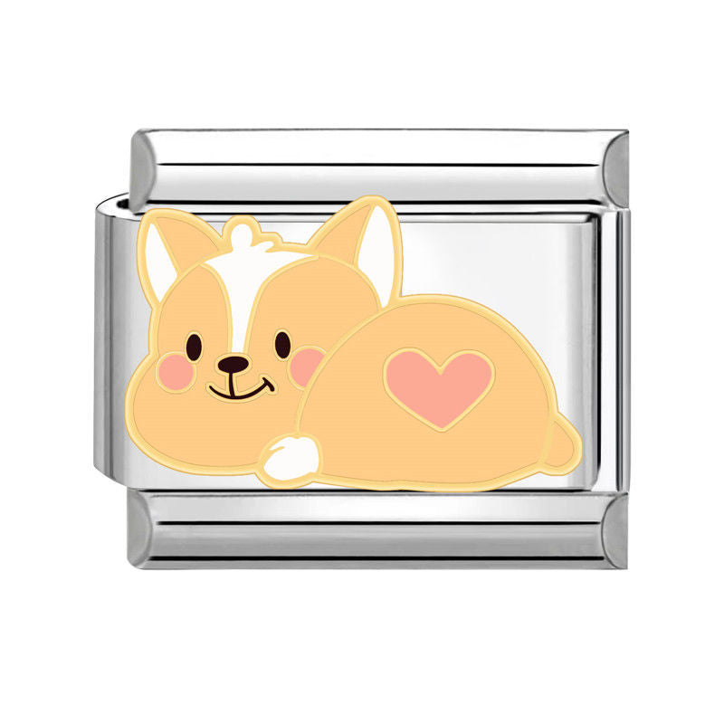 Perrito corgi tumbado con corazón