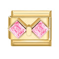 Lazo dorado con circonitas rosas