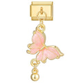 Colgante mariposa rosa con campanita