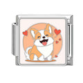 Perrito corgi con corazones
