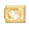 Corazón dorado con circonita y estrellas