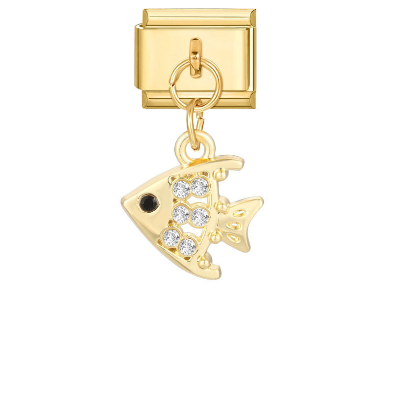 Colgante pez dorado con circonitas