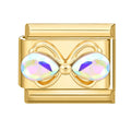 Lazo dorado con circonitas irisadas