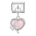 Colgante corazón rosa con lazo