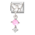 Colgante mariposa con perla rosa