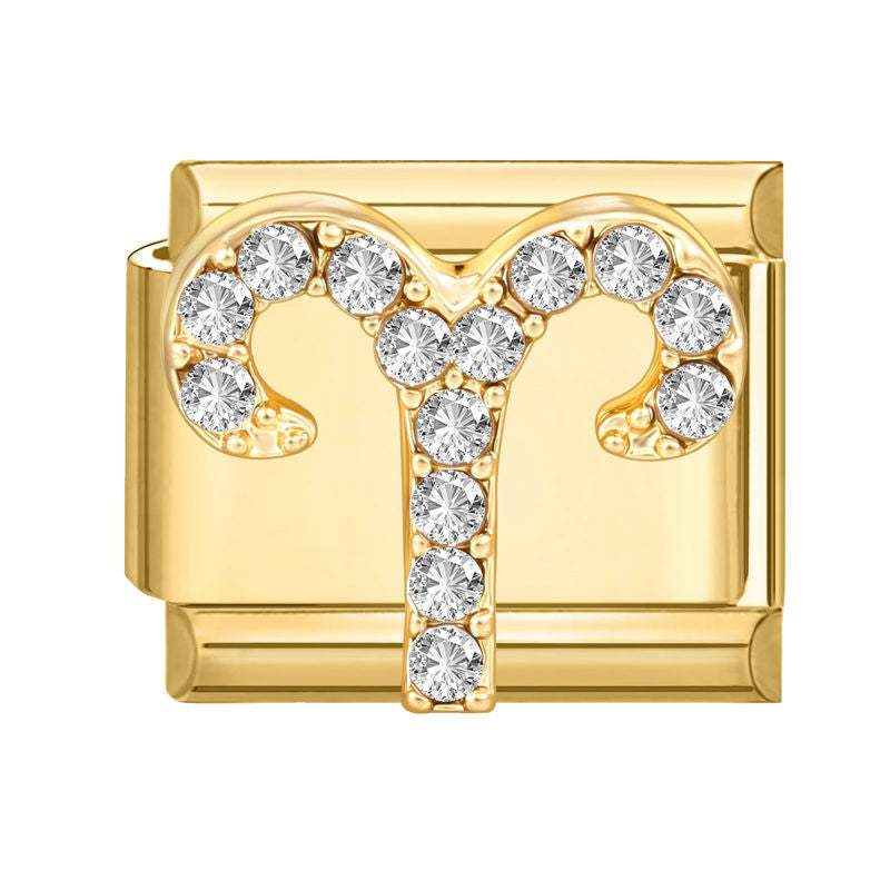 Símbolo de aries con circonitas