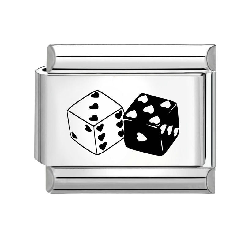 Dados con corazones blanco y negro