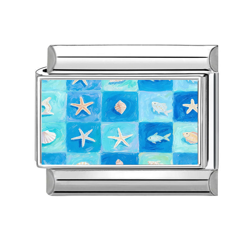 Estampado marino con estrellas de mar y conchas