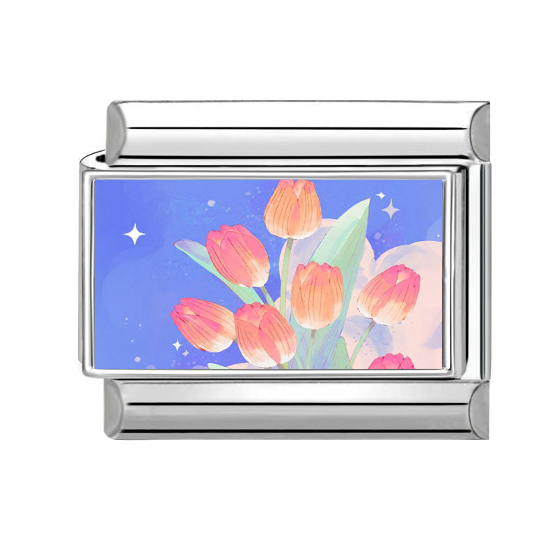 Tulipanes rosas y naranjas