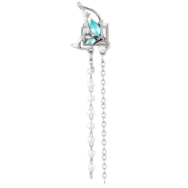 Colgante turquesa con cadenas y perlas