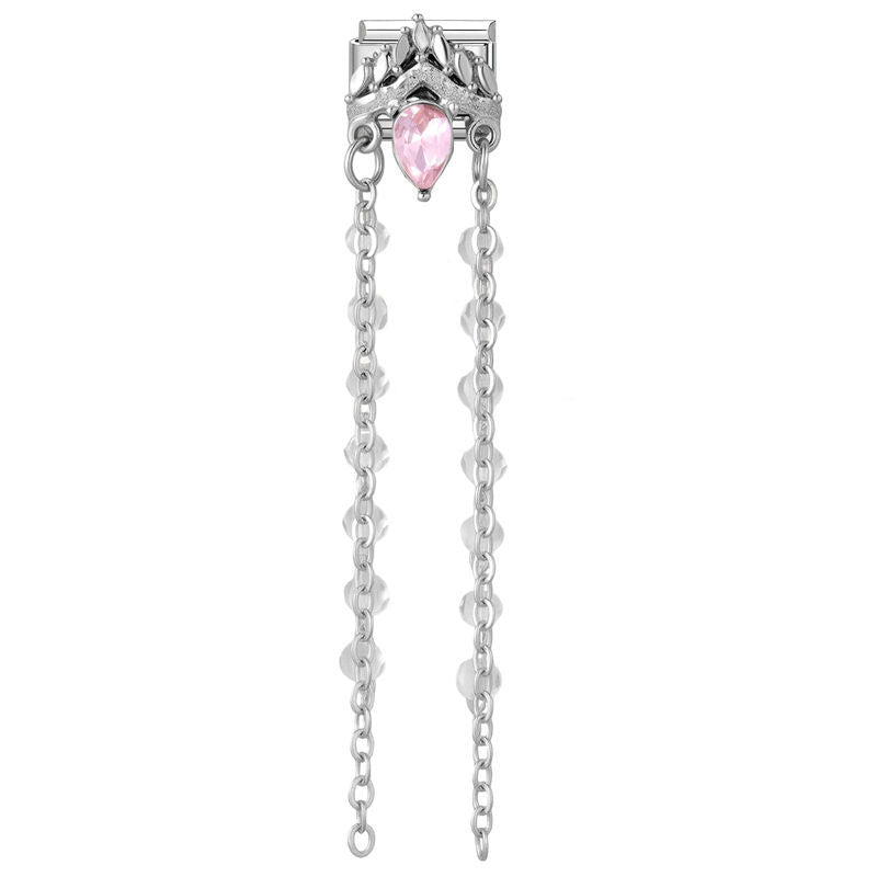 Corona con gota rosa y cadena