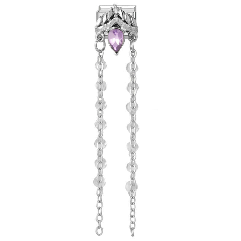 Corona con gota morada y cadena