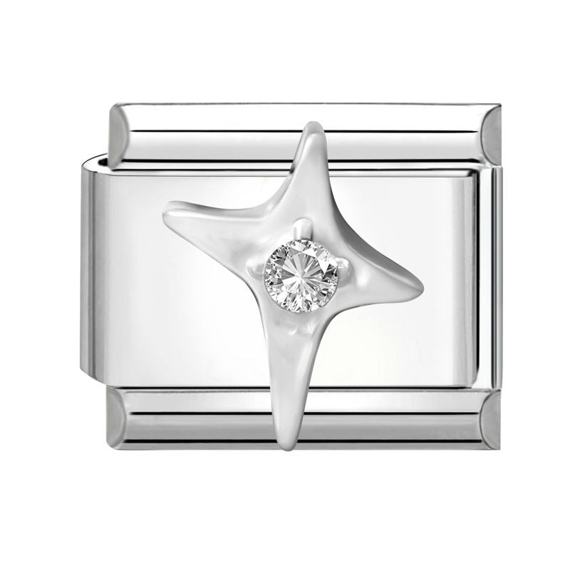 Eslabón con estrella brillante y circonita