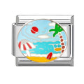 Playa con sombrilla y palmera