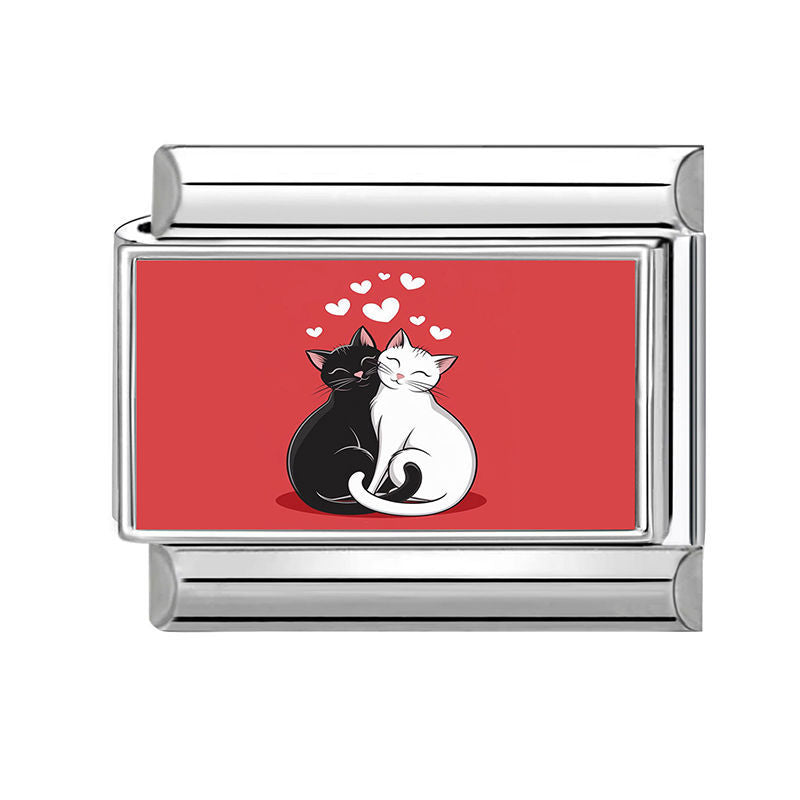 Gatos negro y blanco enamorados