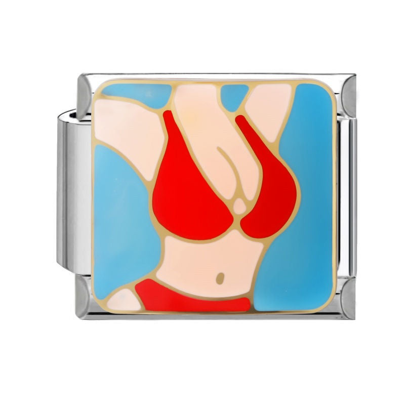 Mujer con bikini rojo