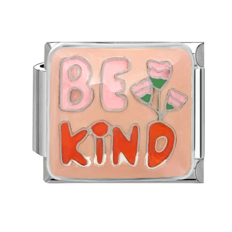 Frase "be kind" con flor
