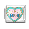 Corazón con palomas y la palabra love