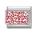 Estampado de corazones rojos y plateados