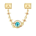 Cadena doble con planeta azul y estrellas rosas