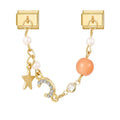 Cadena doble con estrella, luna de circonitas y perla coral