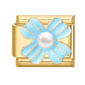 Trébol azul claro con perla