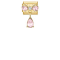 Charm dorado con piedras rosas y colgante de gota rosa